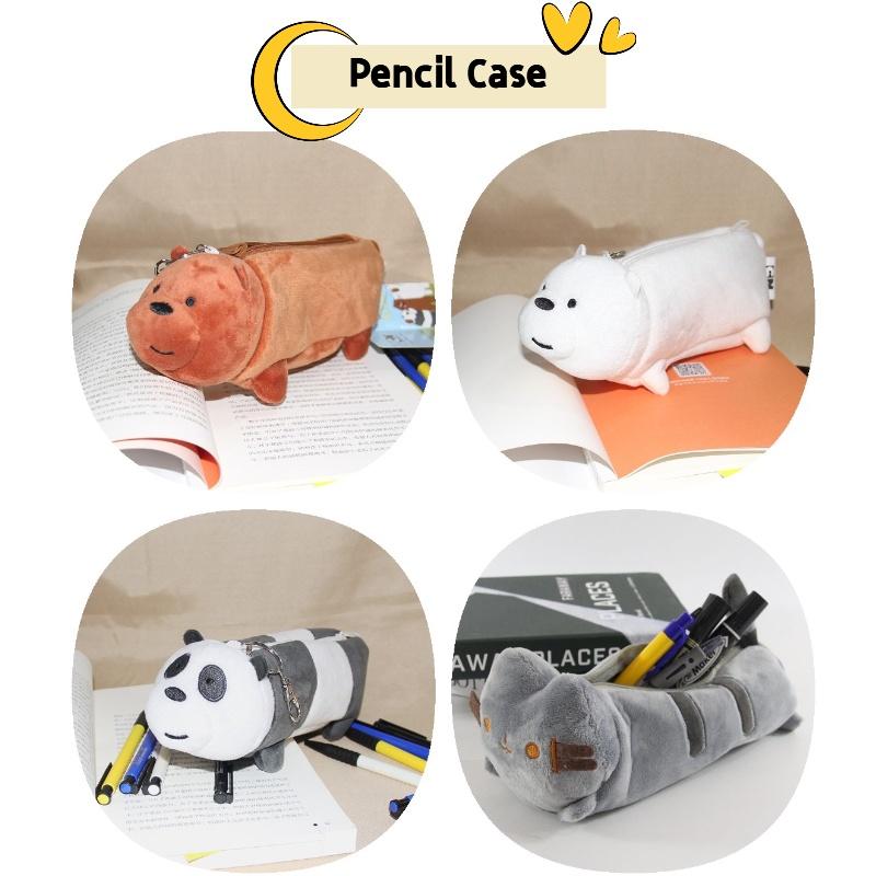 Cat Plush Pencil Case Bear Patterned Stationery Storage Bag Student Gift Present