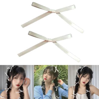 2pcs Sweet Hair Clip Harajuku Bowknot Shape Duckbill Hair Clip for Ponytail Bangs Hairpins for Teenagers Children