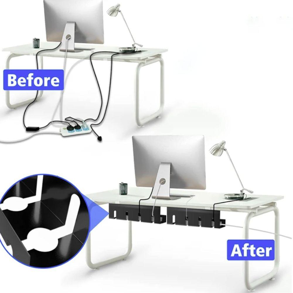 Large Capacity Under Desk Cable Management Tray Strong Load-bearing Black/White Under Desk Cable Organizer Sturdy