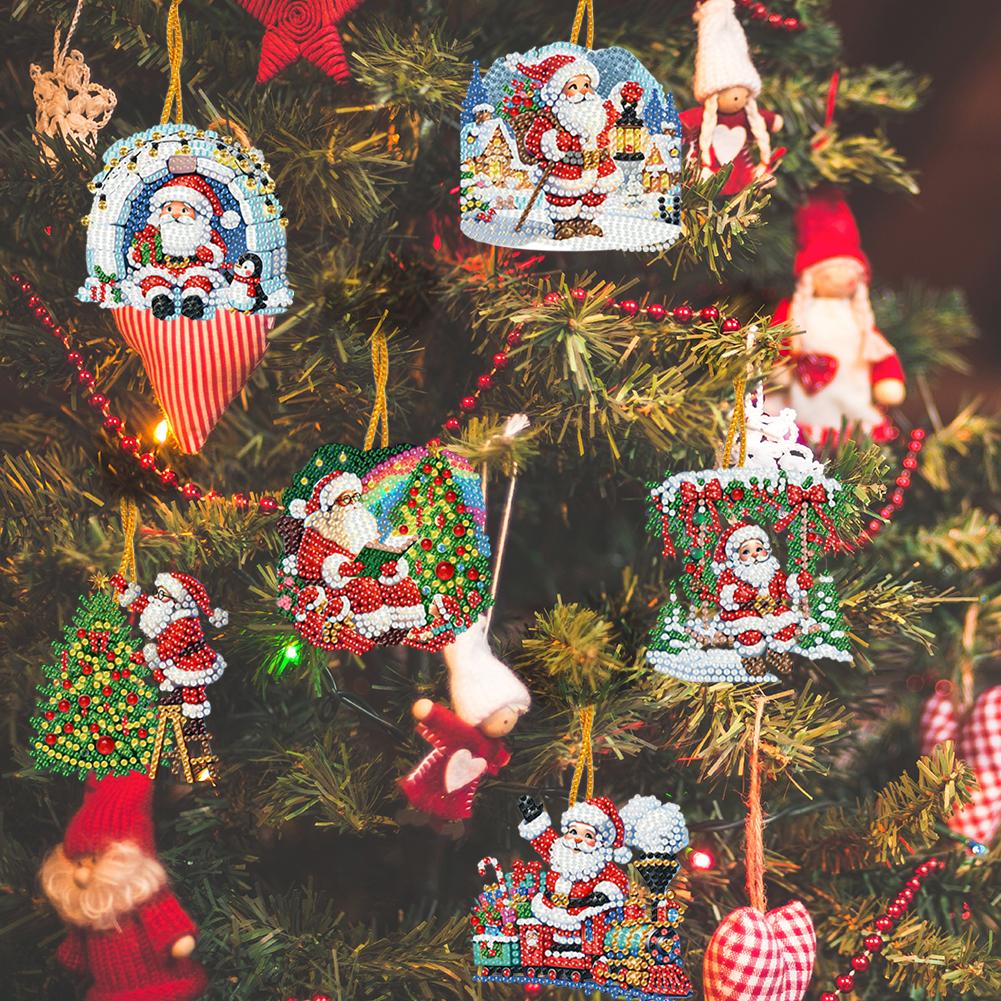 Christmas Diamond Painting Hanging Diamond Art Kits Acrylic Pendant Christmas Tree Pendant for Xmas Trees Home Wall Decoration