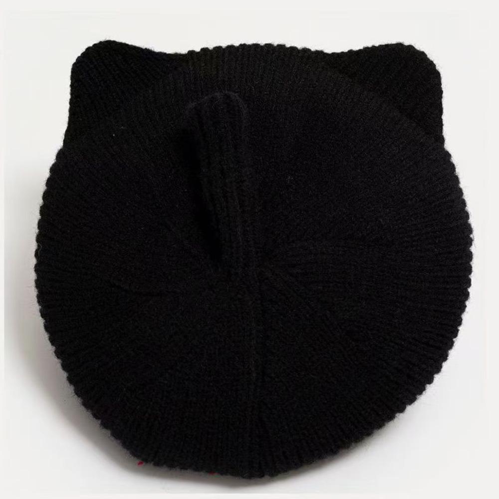 Knitted Yarn Kids Beanie Hat Korean Style Cat Ear Beret Girls Knit Beret Hat Autumn Winter Wear