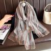 Brand Women Silk Scarf Female Stripe Foulard Femme Pashmina Shawls And Wrap Big Size Scaves Beach Towel Bandana Muslim Hijab