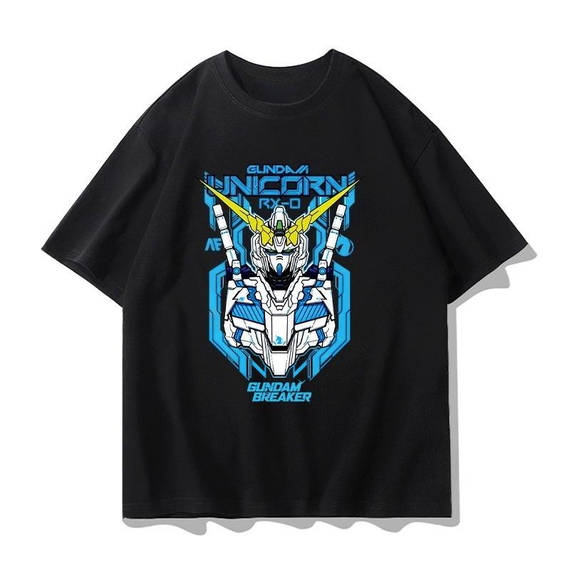 Mobile Suit Gundam Animation Derivatives Loose Shortsleeved Mens and Womens Tshirts Summer Mecha Printing Casual Clothing