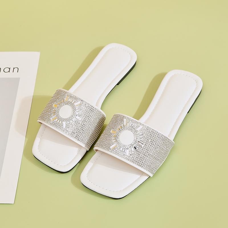 Fashion 2025 New Ladies Shoes Best Seller Women's Slippers Fashion Crystal Daily Slippers Women Summer Open Toe Plus Size Flat Slippers