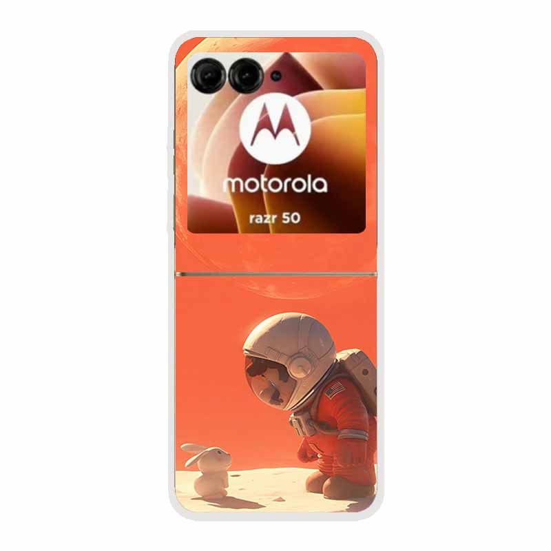 For Moto Razr 50 Case Clear Plastic Hard Painted Space Transparent Phone Covers for Motorola Razr 60 50 Coque Razr 2024 PC Cases