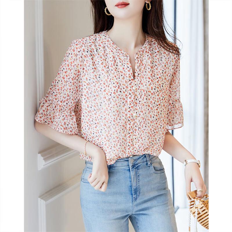 Шифоновая блузка DME с летним цветочным принтом XL