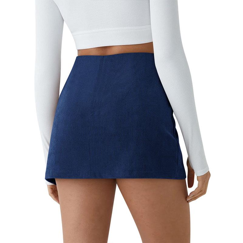 2025 High-Waisted Corduroy Mini Skirt with Shorts – Fashionable Autumn Style for Women