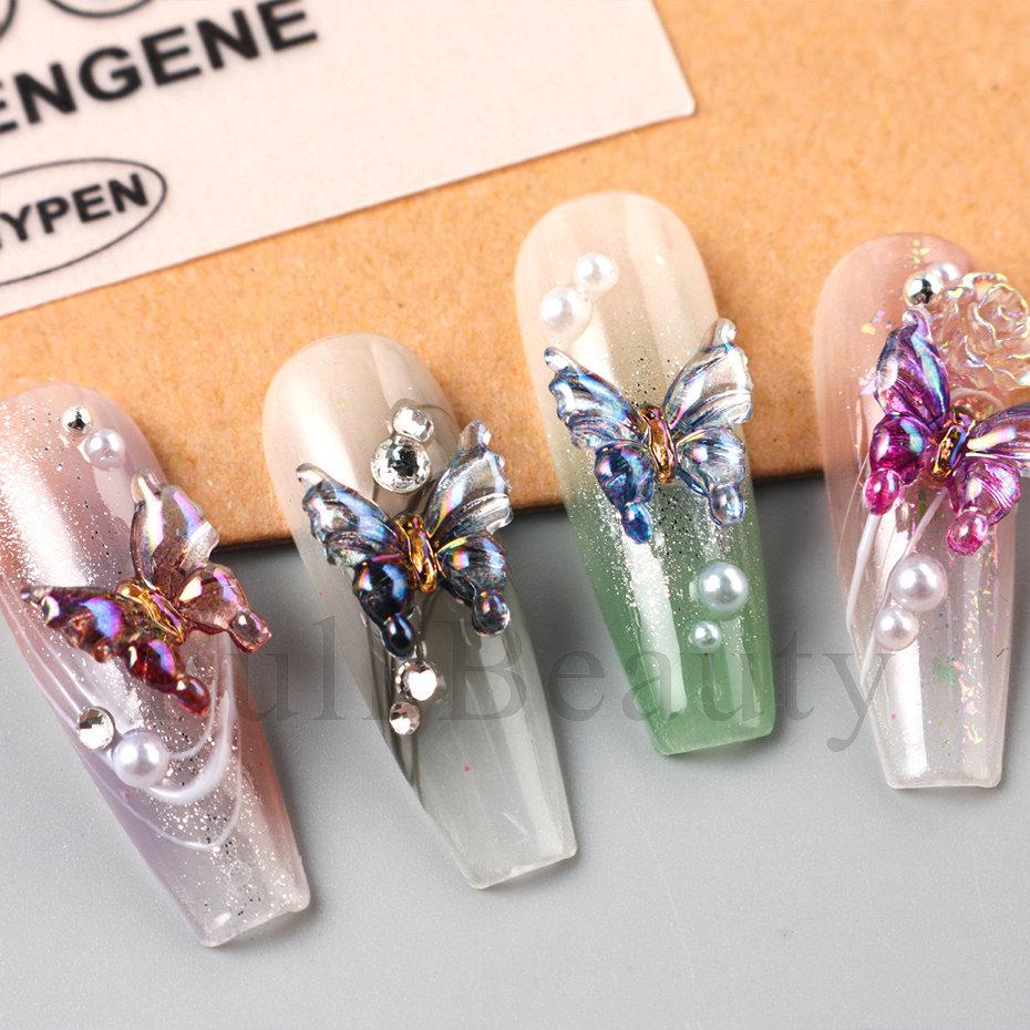 Nail Art Accessories Ins Summer Fairy Aurora Ice Transparent Butterfly Bag Three-dimensional Resin Nail Accessories