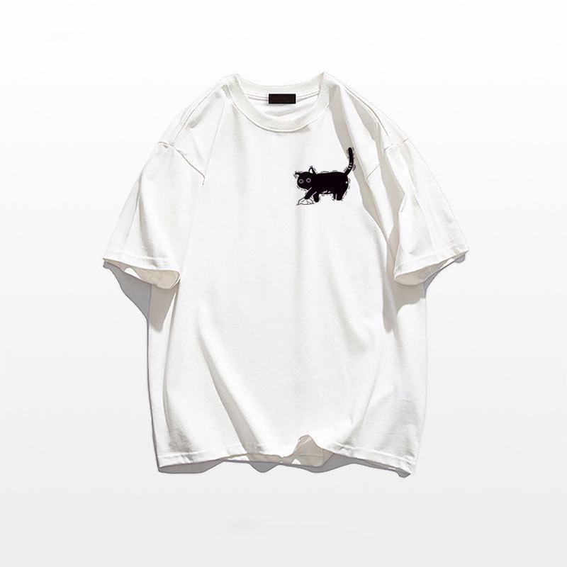 

2025 Лето Женская Футболка из Чистого Хлопка с Мультяшным Принтом в Ретро Стиле с Коротким Рукавом L белый