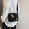 Unisex Couple'S Style, Badge-Decorated Release Buckle Square Multi-Pocket Bag with Strap, Suitable for Crossbody Or Shoulder Use