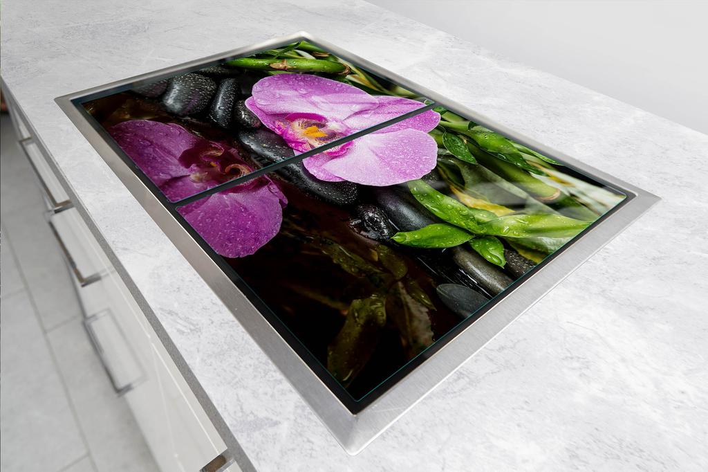 SZKLANA PŁYTA OCHRONNA NA KUCHENKĘ 70x52 ORCHIDEA
