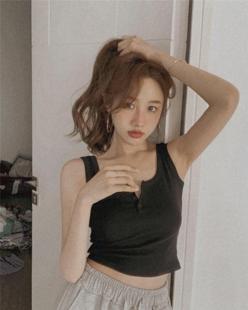 Tank Top Button Ribbed Crop Tops Women Summer Camis U-neck Camisole Fashion Casual Tube Female Sleeveless