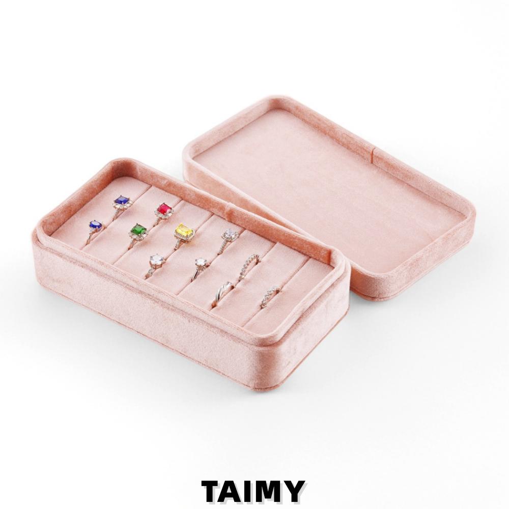 Rectangle Velvet Jewelry Box With Lid Premium Earrings Ring Storage Box Portable Jewelry Display Gift Case Custom Logo
