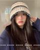 Autumn And Winter Color Matching Striped Handmade Knitted Hat Female Korean Version Showing Face Small Ear Protection Bucket Hat Versatile Warm