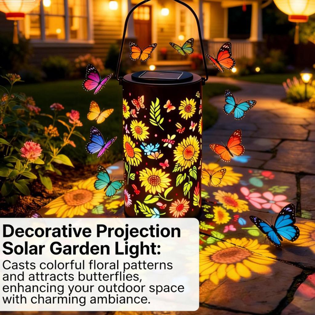 Sunflower Pattern Garden Lantern IP65 Waterproof Colorful Sunflowers Projection Decor Lamp for Terrace/Porch/Lawn/Path