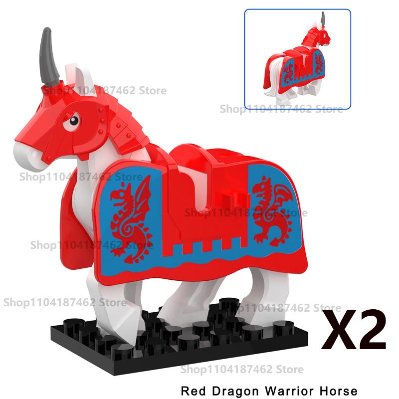 MOC Medieval Figure Mount Building Blocks Roman Wolf Warrior Infantry Lion Heart King Castle Knights Armored War Horse Brick Toy