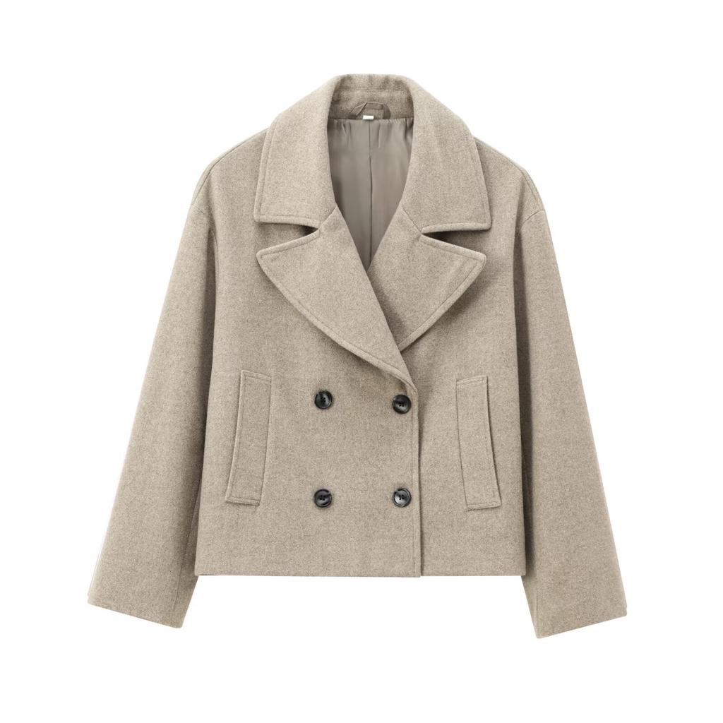 Autumn new women's clothing, European and American French design fashion double-placket wool short coat