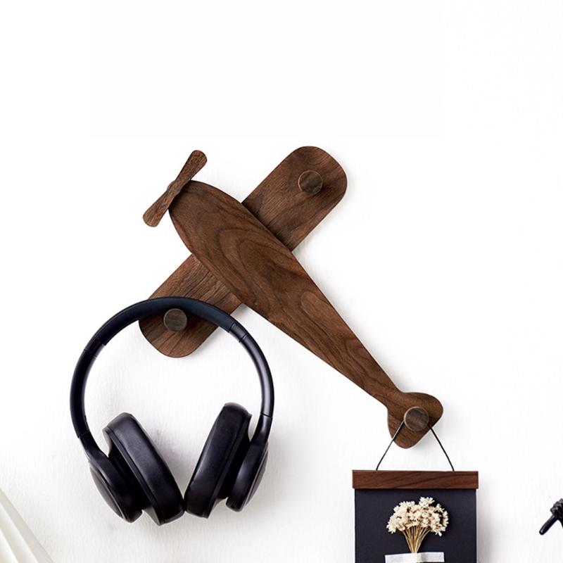 Fun Airplanes Design Solid Wood Wall Hook For Childrens Room Decorative Key Holder And Easy Installation
