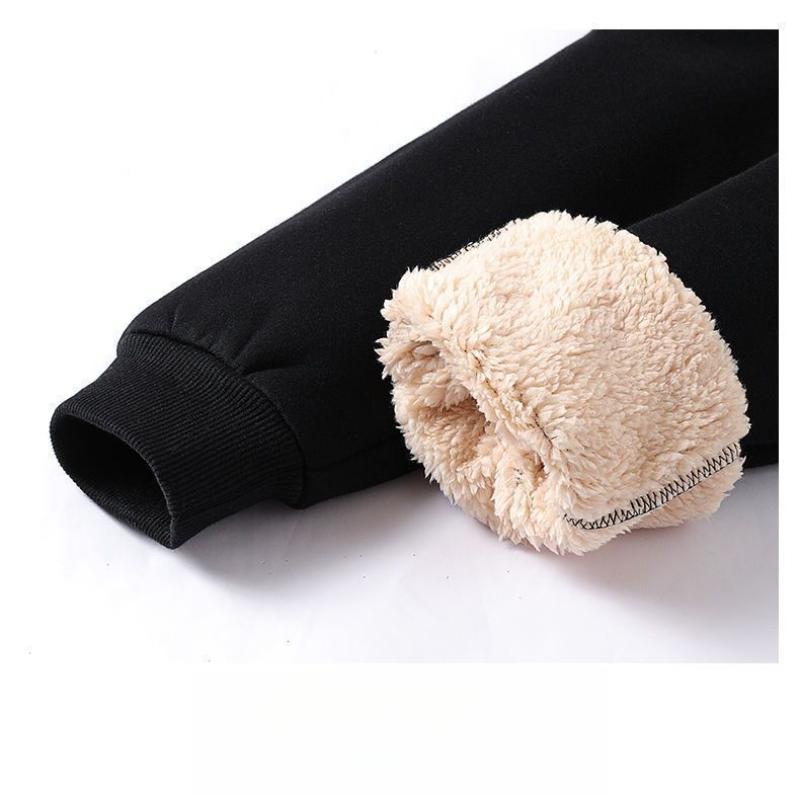 Autumn Winter New Lamb Wool Casual Long Pants Boys Fleece Lined Thickened Sweatpants Winter Trendy Versatile Girls Pants
