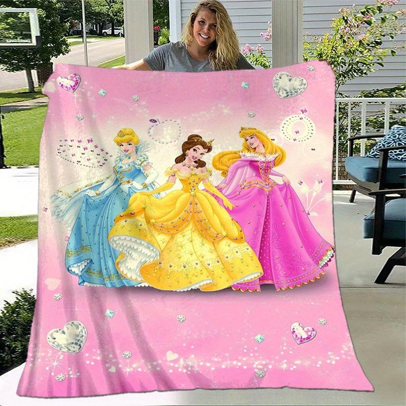 1 Stück Prinzessin-Druckdecke - Weiche Ganzjahresdecke für Wohnzimmer, Schlafzimmer, Personalisierbares Geschenk mit entzückendem Cartoon-Design