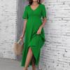 Women V Neck Short Sleeve Maternity Maxi Dress Waist Design A Line Long Dress Comfortable Fit