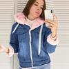 Women Casual Long Sleeve Fleece Denim Ladies Jacket Hooded Hasp Jeans Coat