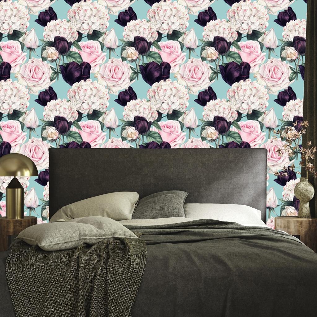 Roses wallpaper in muted colors for the living room and bedroom 50x1000