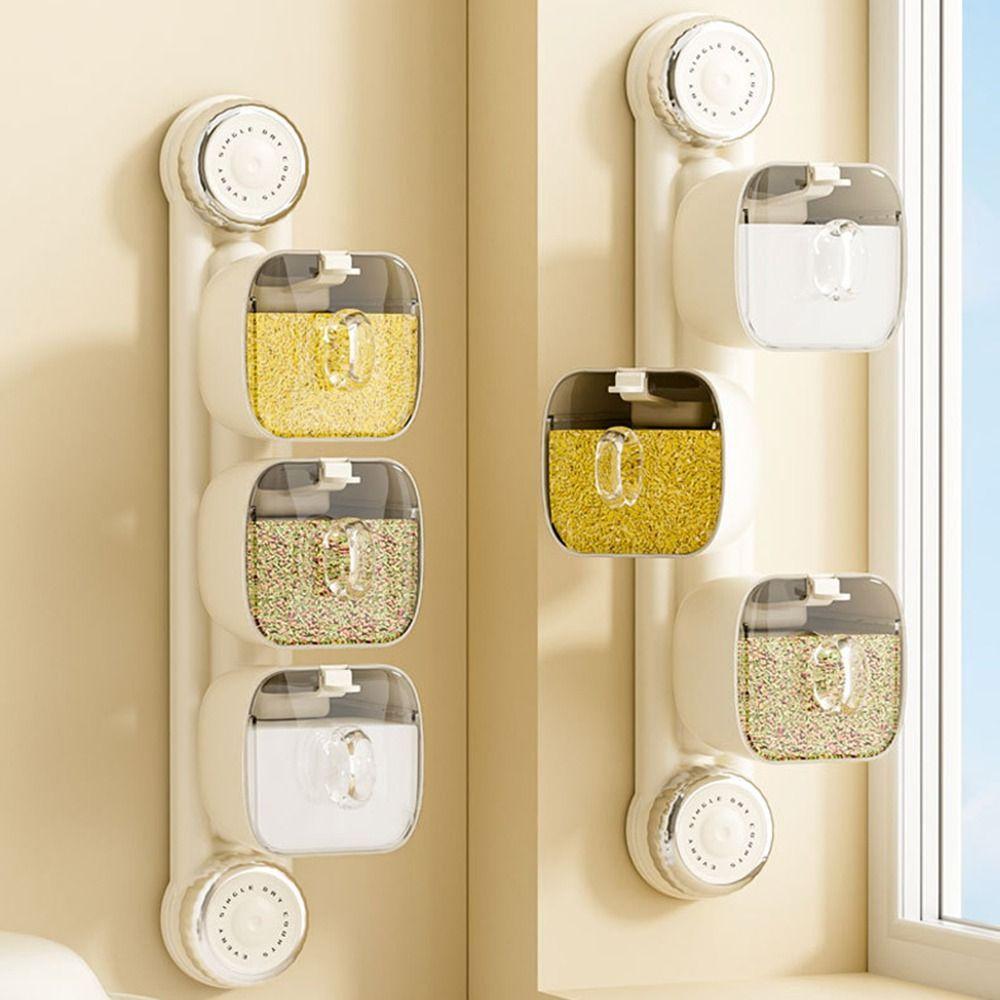 Punch Free Wall Mounted Condiment Container 2/3 Grids Condiment Storage Rack Seasoning Jar Salt