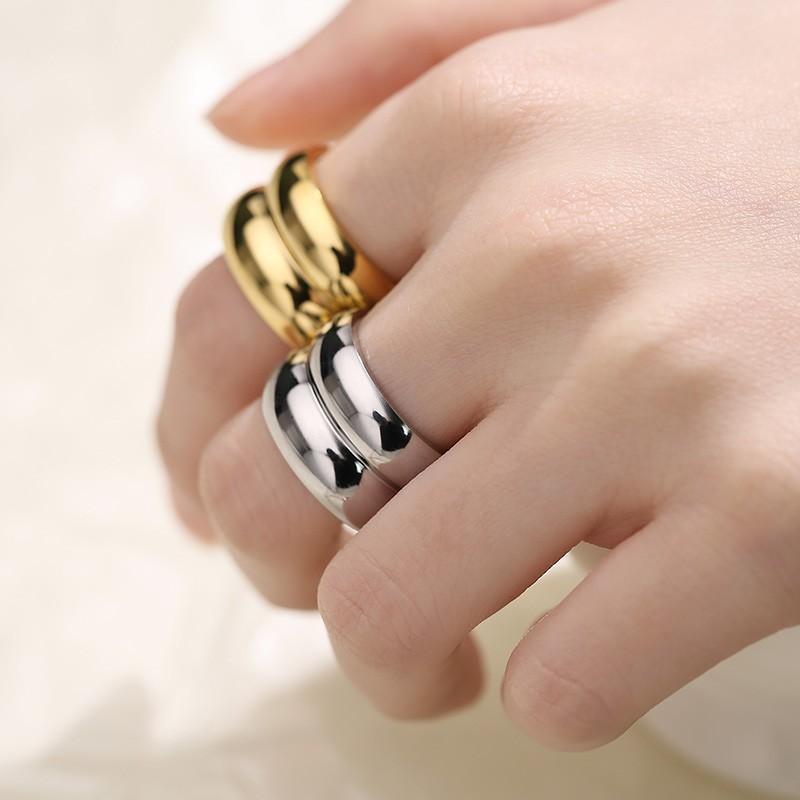 Stainless Steel Double Layer Chunky Ring for Men Women Gold Color Trendy Finger Ring Shiny Jewelry Simple Gift
