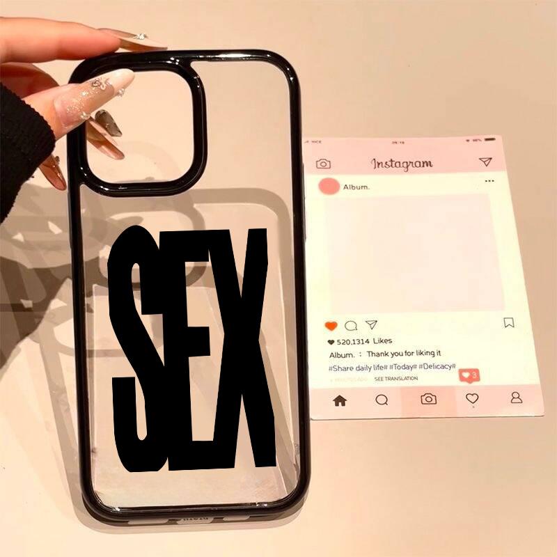 Sex Icon Pattern Phone Case for IPhone 16 15 14 13 12 11 Pro Max X XS XR 17 Air 7 8 Plus INS Simple English Letter Hard PC Cover