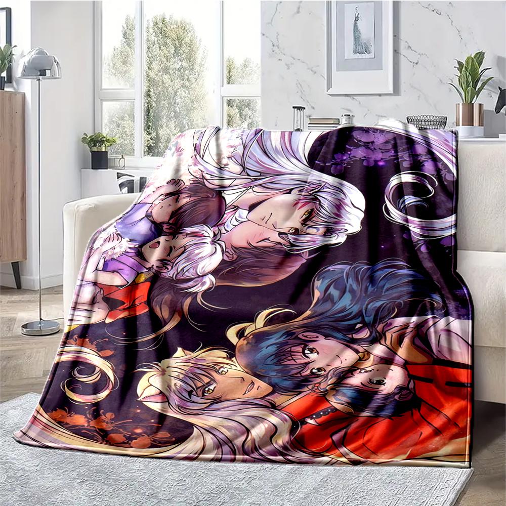 Inuyasha Theme Printed Blanket - Perfect for Couch, Bed, Travel & Outdoor Use | Machine Washable, Cozy & Durable.
