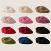 Beret Women's Fashion Retro Casual Wool Beret Artist Hat Wool Versatile Knitted Round Top Bud Hat Warm Hat
