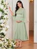Elegant Flare Sleeve Round Neck Maternity Dress