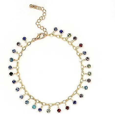 Anklets (Silver) for Women Naturally Adjustable Anklet Crystal Color Rhinestone