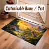 Dinosaur Theme Soft Crystal Velvet Rug Custom Name & Text Print Non Slip Floor Rug for Bedroom Living Room