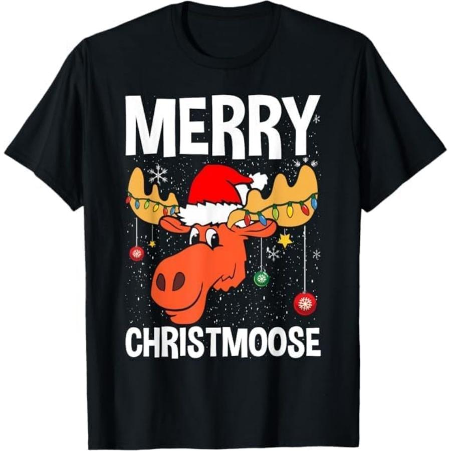 Merry Christmoose Funny Moose Christmas Hat Moose T-Shirt TRU Mens Womens Tank Top Sweatshirt Hoodie Longsleeve Black XXXXXL