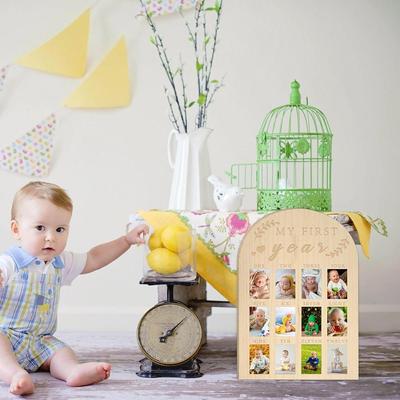 Meine erstes Jahr Fotoanzeige Holzbrett Babys erstes Jahr Fotorahmen Meilenstein Tafel 12 Monate Baby Bilderrahmen