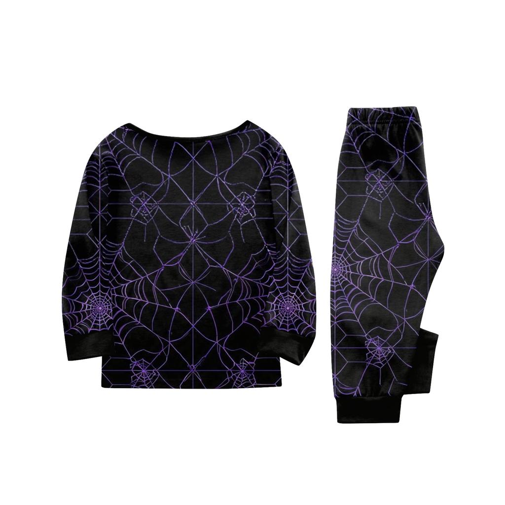 Family Matching Halloween Print Long Sleeve Pajama Set for Parents and Kids