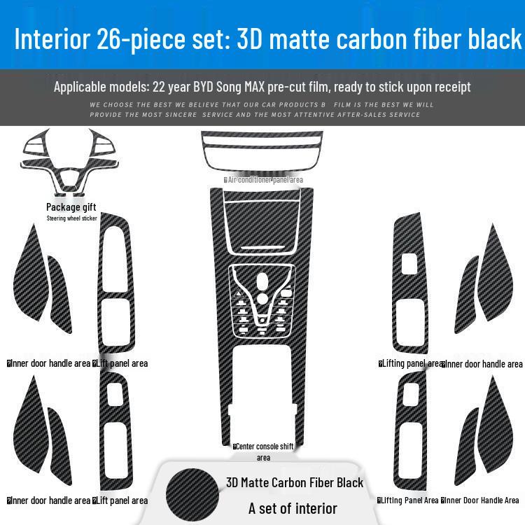 BYD Song Max 21-22 Kohlefaser Mittelkonsolenaufkleber - Gebürstet Schwarz Innenraumverkleidung