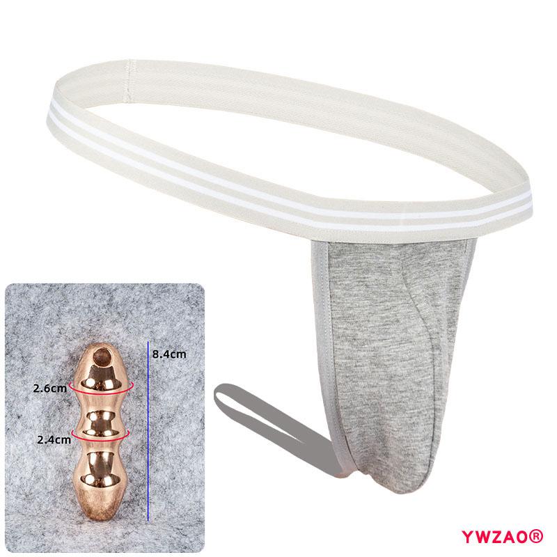 YWZAO Vložiteľný análny dildo Pánske spodné prádlo Tanga Sivá N03