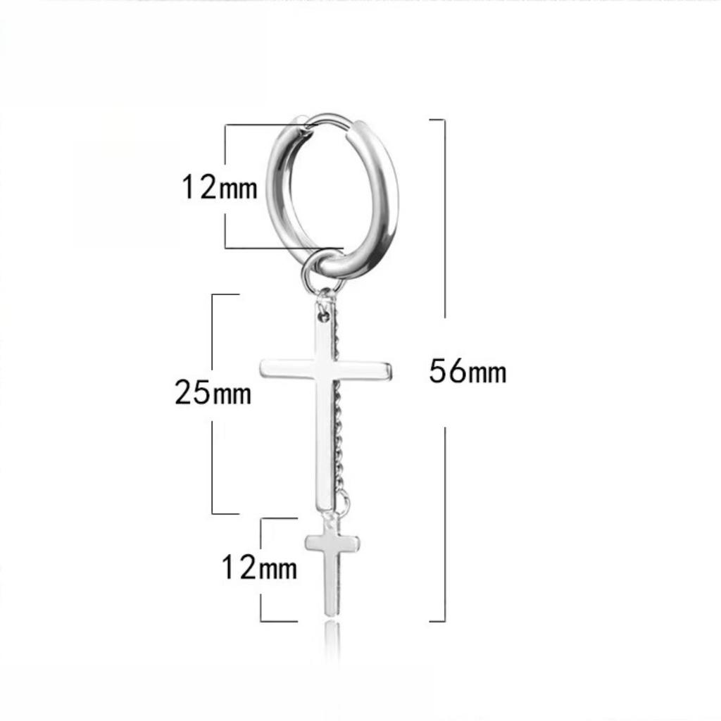 Kreuz Kette Punk Rock Männer Frauen Hip-hop Schwarzer Edelstahl Piercing Creolen Street Pop Ohrring Männlich Trendige Accessoires Schmuck