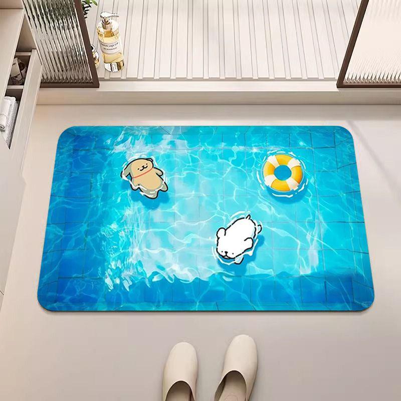 Diatom Mud Bathroom Floor Mat Cute Cartoon Puppy Non-slip Doormat Bathroom Soft Diatom Mud Floor Mat Waterproof Carpet