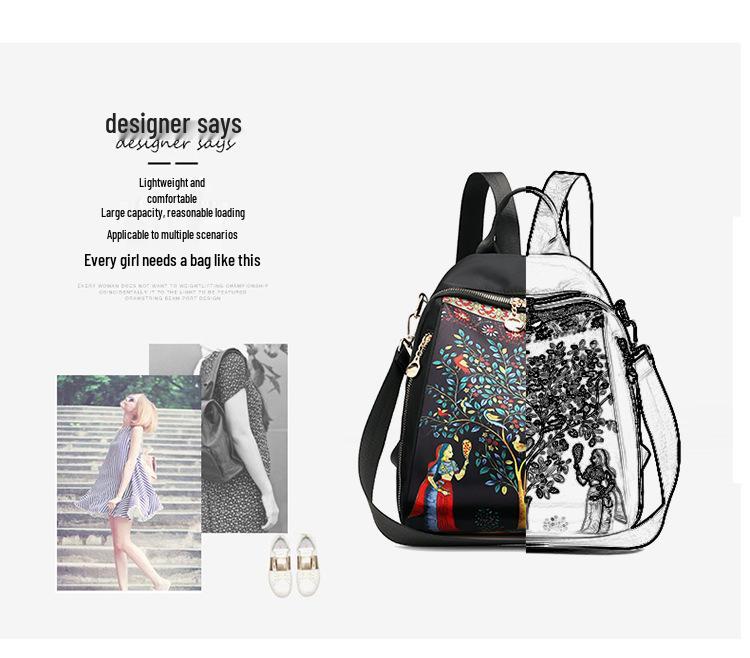 Women's Oxford Cloth Casual Fashion Print Travel Backpack - 2025 Trend
