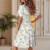 Damen Sommer Mode Blumenmuster Kleid Lässig Strand A-Linie V-Ausschnitt Lockeres Sommerkleid