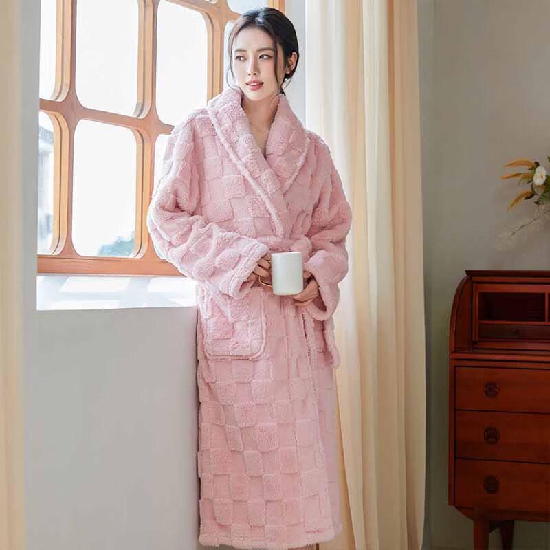 

OEING Plaid Jacquard Long Bathrobe Set L