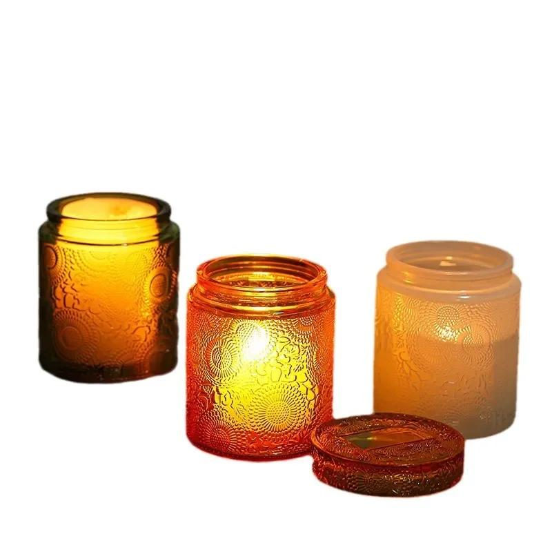 Glass Storage Jar with Lid Candle Empty Cup Storage Container Home Decoration Diy Candle Storage Box Living Room Decoration
