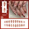 Medium Almond Christmas Press On Nails Glitters Design Full Cover Glossy Acrylic Nails False Nail Decoration 24pcs