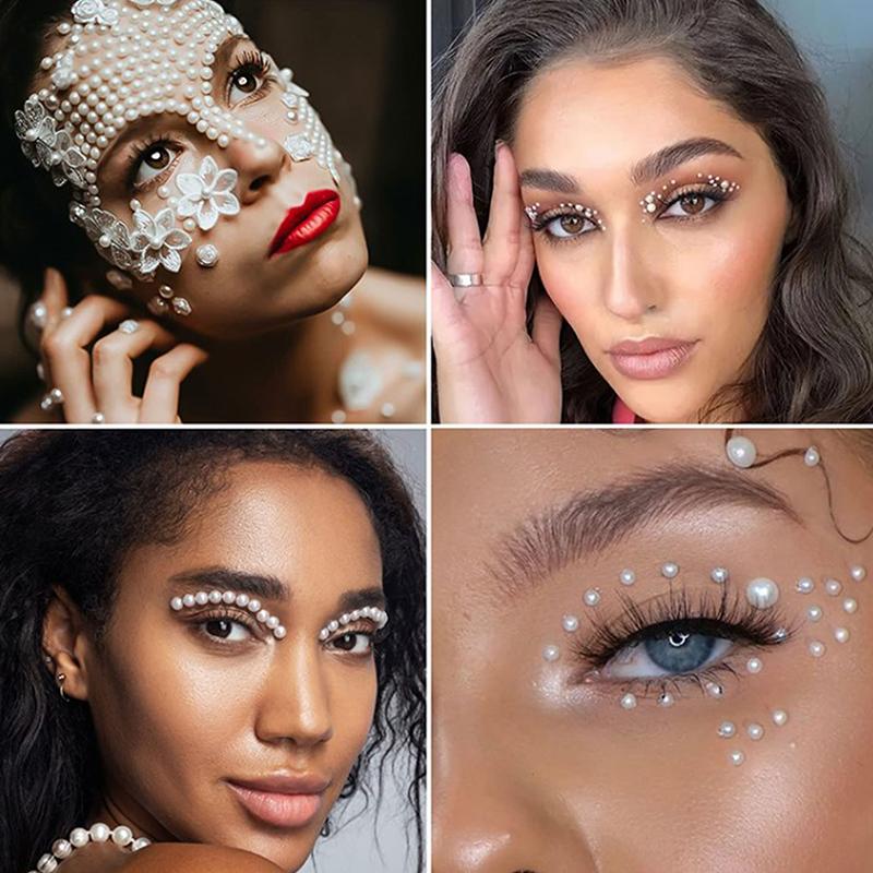 1 Sheet Plastic Semi-Circular Pearl Decoration Stickers For Face Beauty Makeup
