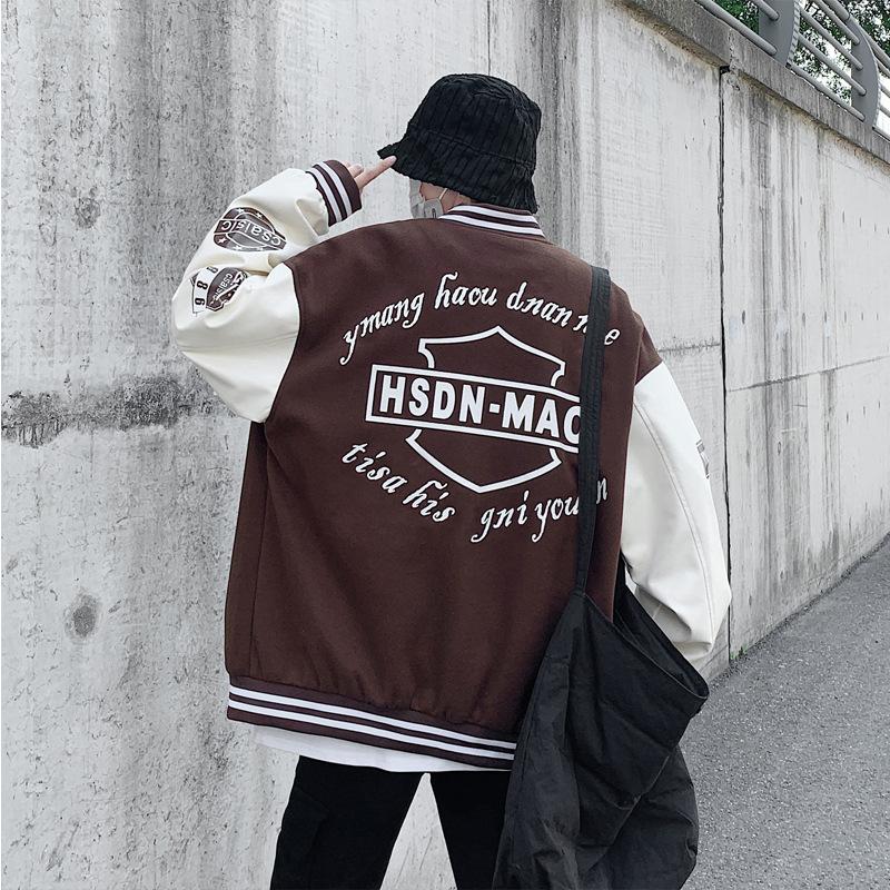 Teen Casual Jacke Herren Frühling und Winter Spleißen Herbst Baseball Jersey Herren Herbst Kleidung Alphabet Druck Clip