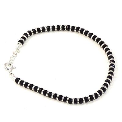 Azariya mit schwarzen Kristallen für Damen 92,5% reines Sterlingsilber Armband für Damen (7 Zoll + Verlängerung) (Schwarz)